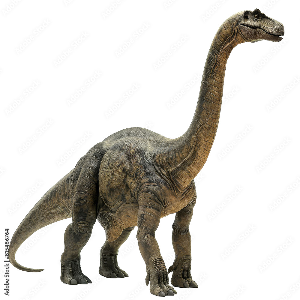 Fototapeta premium A dinosaur stands tall with a long neck and a small head