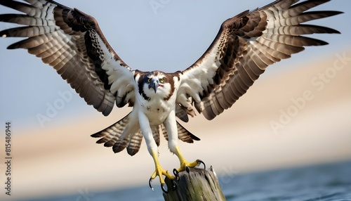 A fierce icon of an osprey with a fish in its talo upscaled_5 photo