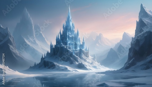 A crystalline castle rising from the frozen landsc upscaled_3 photo