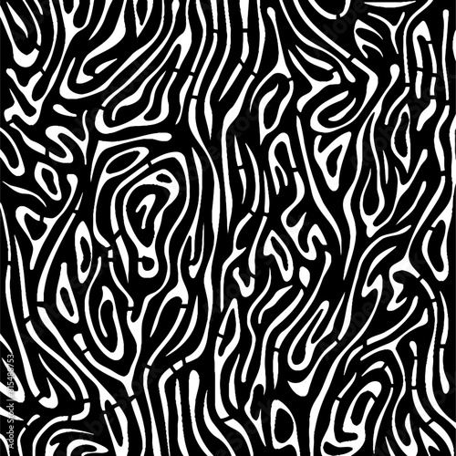 Abstract Fluid Black and White Pattern. Vector illustration design.