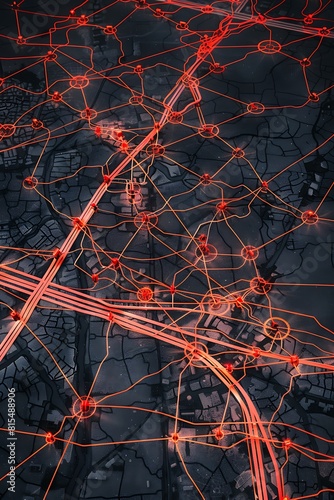 An intricate digital map of a global transportation network