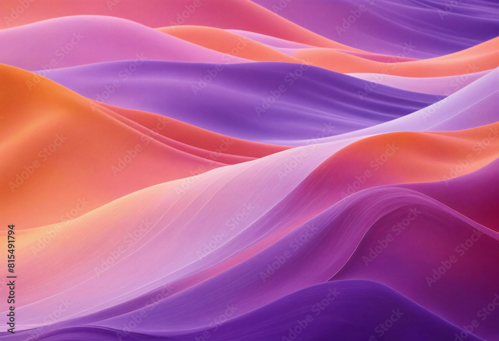 Obraz premium A soft and smooth digital illustration of silk-like waves blending pastels of pink, orange, and purple