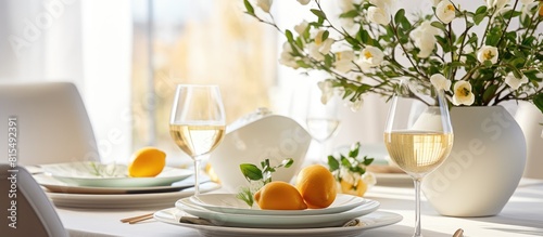 Wallpaper Mural Festive Easter table setting at home featuring a traditional meal with ample space for adding text Torontodigital.ca