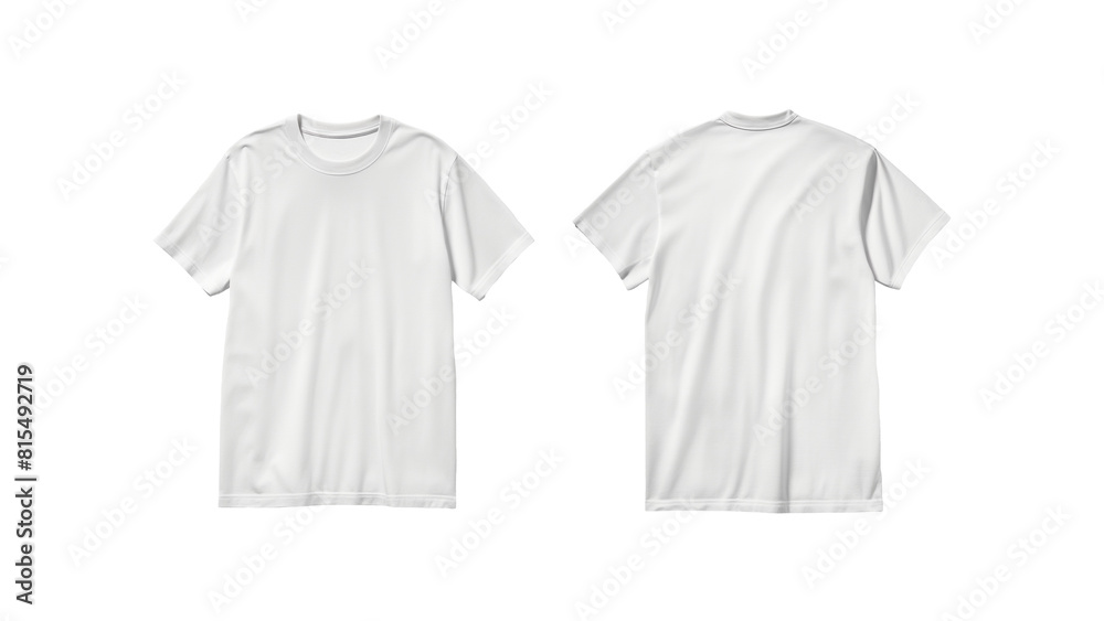 White tshirts pack front and back view isolated transparent background White tshirts pack front and back view isolated transparent background