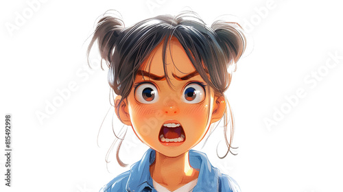 A nagging girl incessantly demanding attention, driving everyone crazy. isolated on transparent background.PNG file  photo