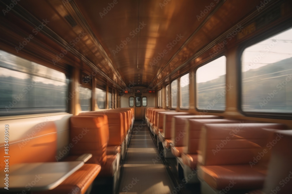 Fast moving modern train in motion blur at station