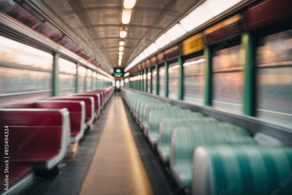 Fototapeta premium Fast moving modern train in motion blur at station