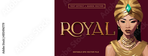 Editable Text Effect and Royal Queen Vector Gold Theme