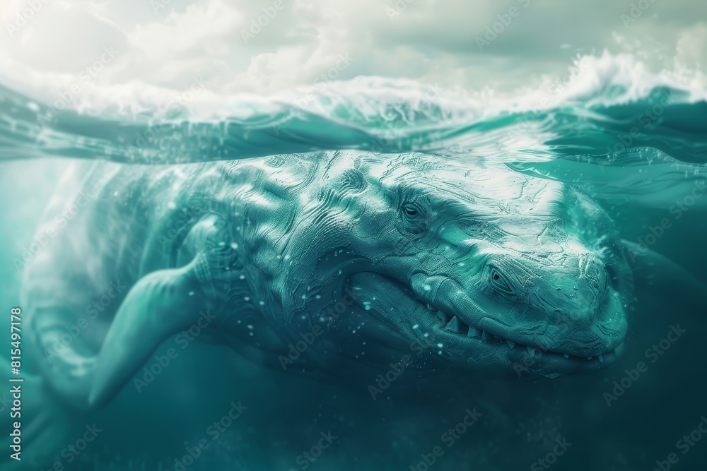 Fototapeta premium A large monster is swimming in the ocean