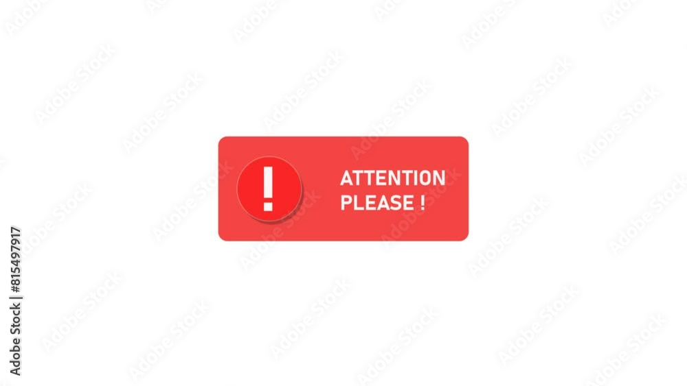 red banner with attention please sign icon,alert icon, 4k animation motion graphics, alpha channel red banner with attention please sign icon,alert icon, 4k animation motion graphics, alpha channel