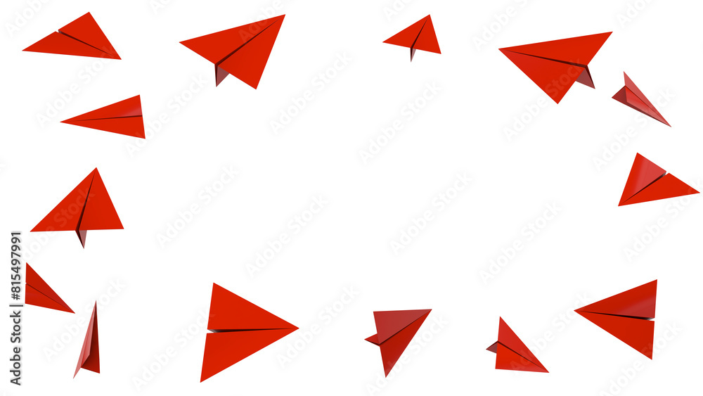 Red paper plane flying randomly Red paper plane flying randomly