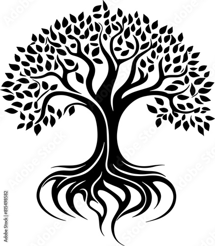 Tree of life icon silhouette  isolated on white background 
