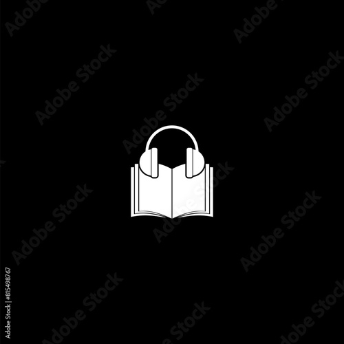  Audio book simple icon isolated on dark background