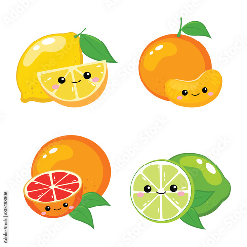 Cute citrus fruit clip art set