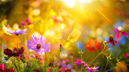 A sea of colorful blooms fills a field under a bright sky © Angkhana