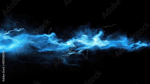 blue lightning effect isolated with black background 