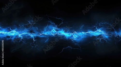 blue lightning effect isolated with black background 