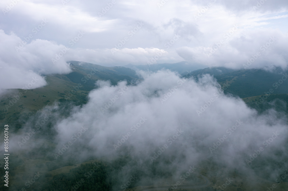 Aerial photography of the road in the Huangganliang Valley of the Greater Hinggan Mountains on the Rea Line in Keshiketeng Banner, Chifeng City