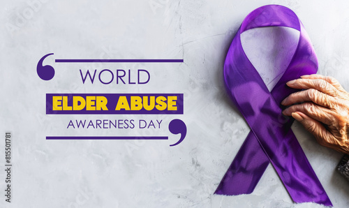 A purple ribbon with a hand holding it