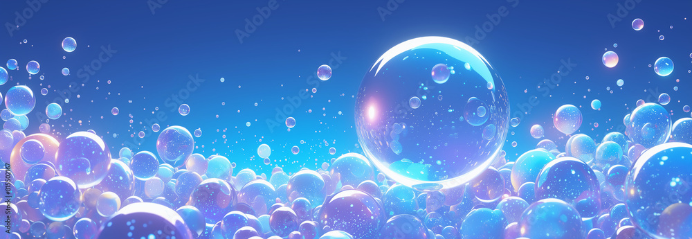3d abstract background of light blue and purple balls in an endless sea of ​​balls