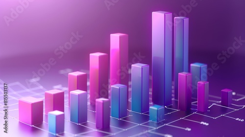 A purple bar graph showing the distribution of marketing budget across various channels  highlighting the need for strategic spending. 3d rendering. Generative AI.