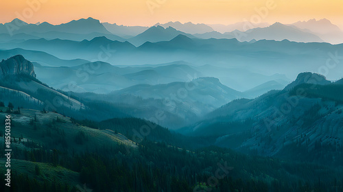 Misty Mountain Range at Sunrise