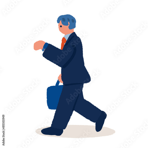 時計を見るビジネスマンのイラスト
