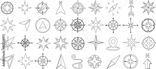 nautical Compass navigation icon collection