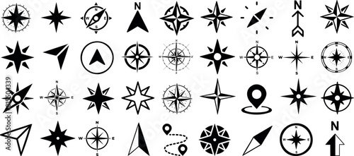 Compass navigation vector icon set