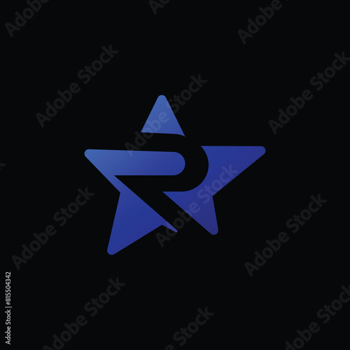 Letter R star logo design blue modern 