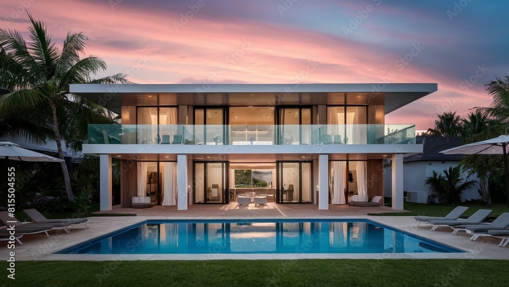 Exterior of a modern beach villa