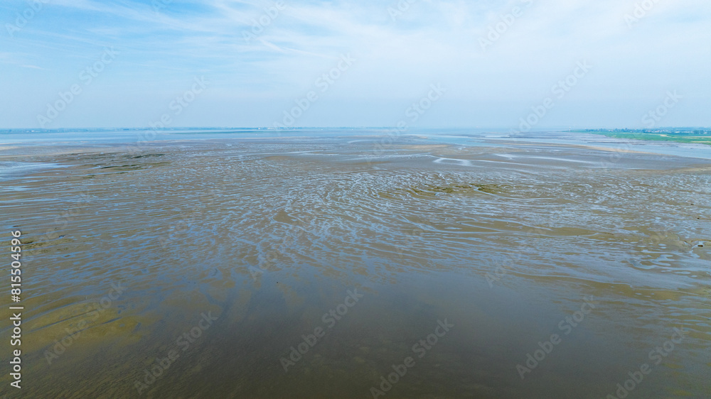 Aerial view of the North sea at low tide