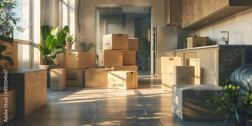 Efficiently move and unpack personal items and furniture, including kitchen supplies, into a modern home with mortgage and property packaging.