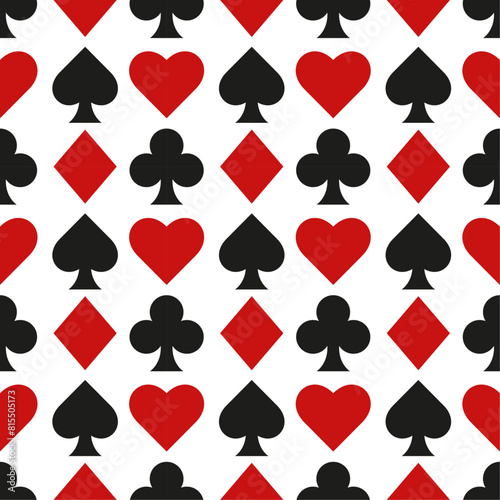 Seamless pattern with playing card suits.