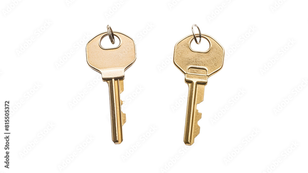 Two house keys cut out isolated on transparent background. Two house keys cut out isolated on transparent background.