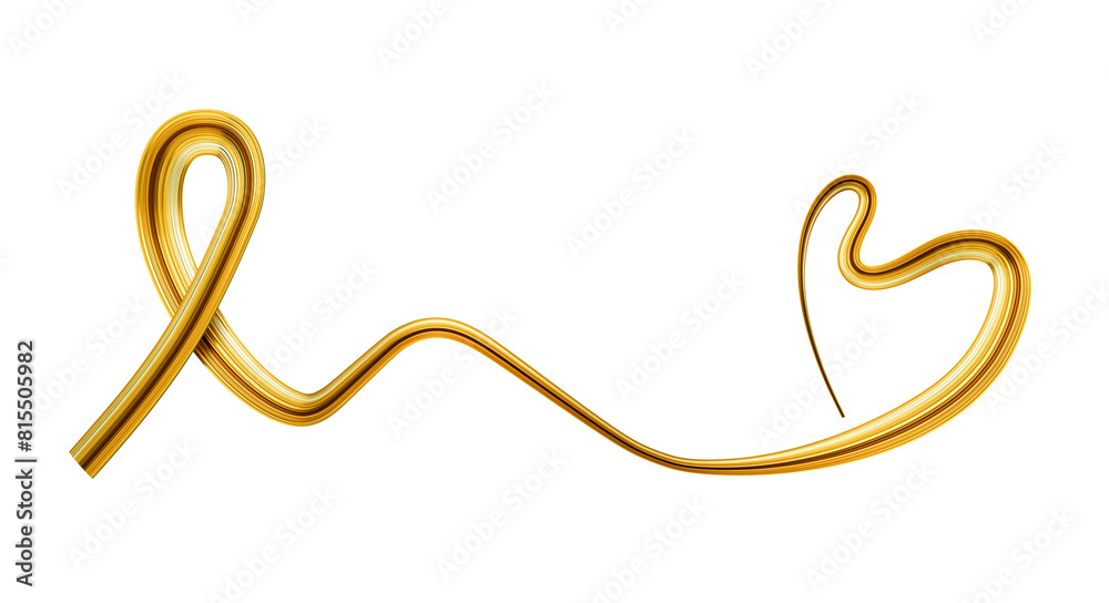Gold ribbon in a heart shape. 3d illustration Gold ribbon in a heart shape. 3d illustration