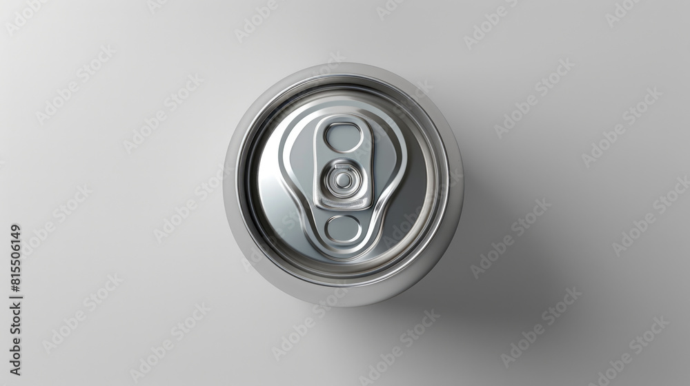 Top view of a metal soda can on a grey background. Top view of a metal soda can on a grey background.