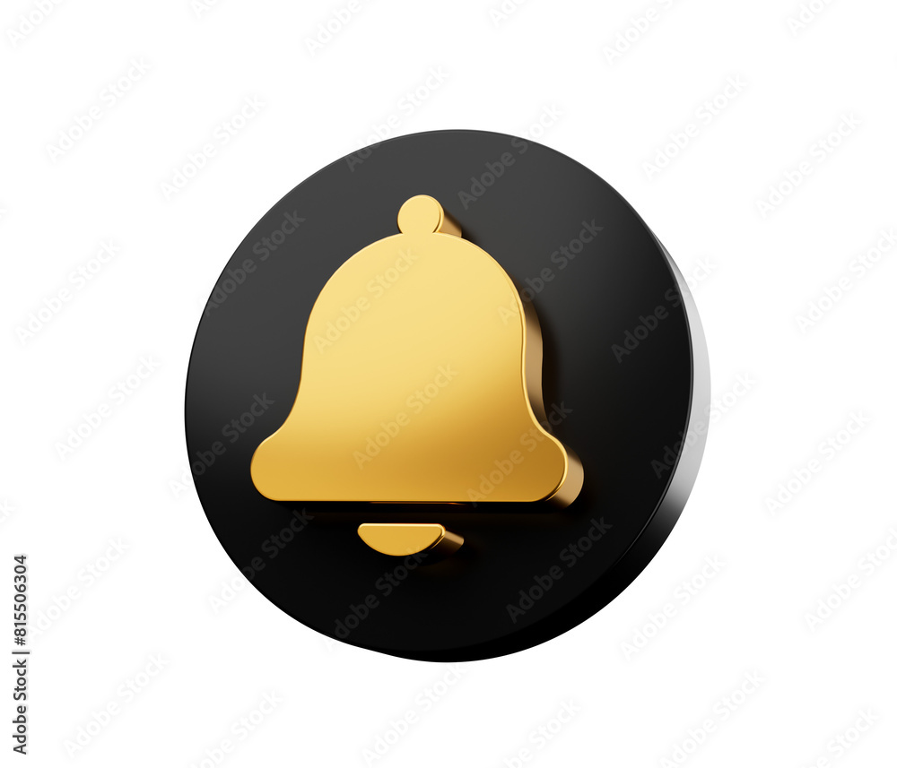 Bell icon on black icon with gold button. 3d illustration
Bell icon on black icon with gold button. 3d illustration