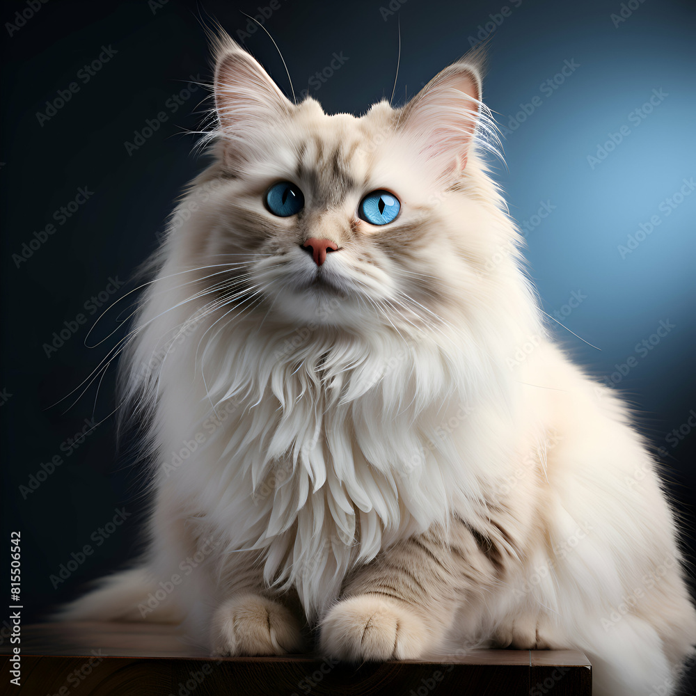 Beautiful cat of breed with blue eyes on dark background Beautiful cat of breed with blue eyes on dark background