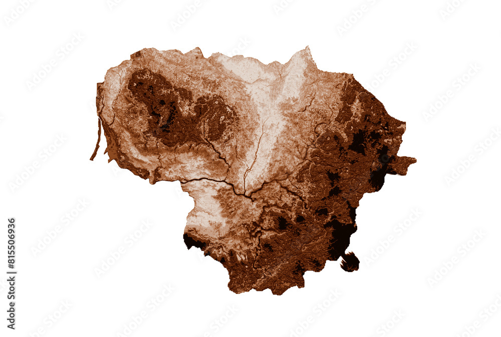 Obraz premium Map of Lithuania in old style, brown graphics in a retro style Vintage Style. High detailed 3d illustration