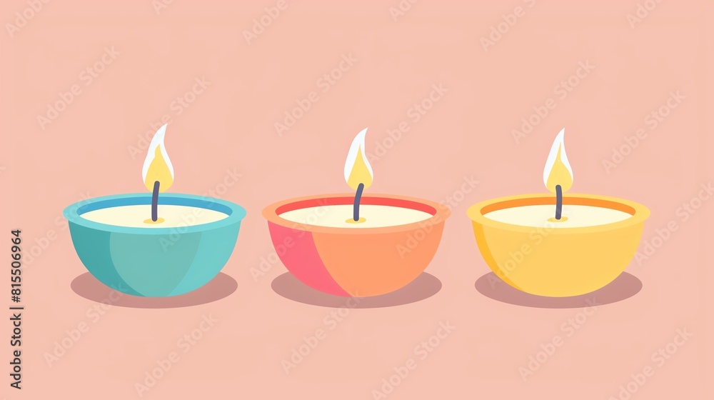 Tealight candle flat design, side view, candle theme, cartoon drawing, colored pastel Tealight candle flat design, side view, candle theme, cartoon drawing, colored pastel