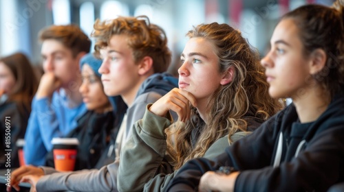 Focused Group of Young Students in a Classroom Setting