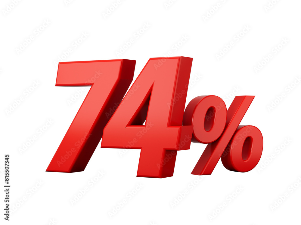 3d Red 74% Seventy Four Percent Sign 3d illustration
3d Red 74% Seventy Four Percent Sign 3d illustration