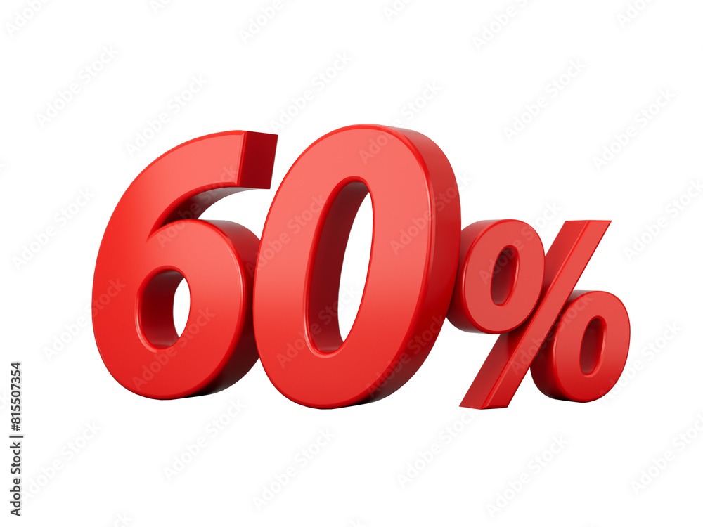 3d Red 60% Sixty Percent Sign 3d illustration 3d Red 60% Sixty Percent Sign 3d illustration