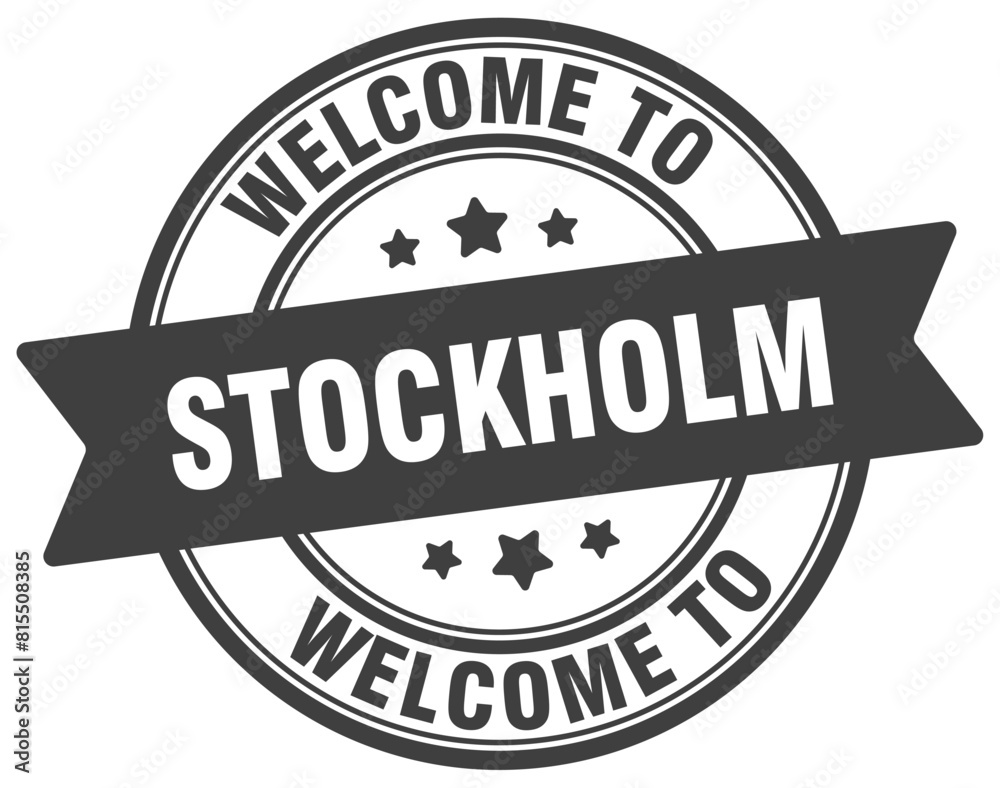 Obraz premium Welcome to Stockholm stamp. Stockholm round sign