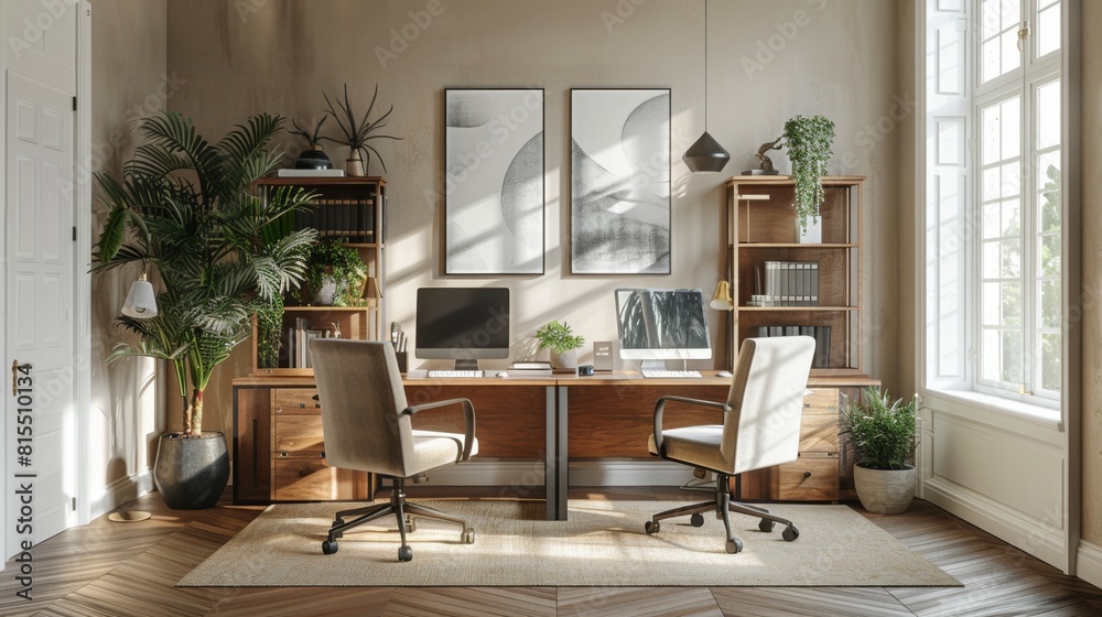 shared home office space with two desks and chairs shared home office space with two desks and chairs