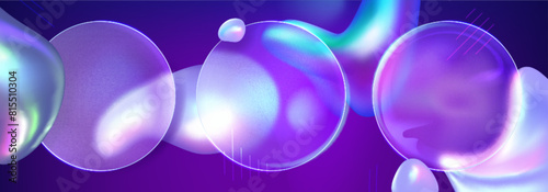 3d gradient glass element with liquid shape design background. Neon fluid geometric ui banner with modern frame for presentation template. Dynamic futuristic layout. Vibrant y2k graphic with texture