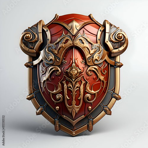 3d illustration of heraldic shield isolated on white background with clipping path photo