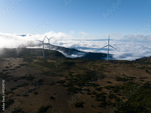 campo de energias eolicas renovables entre las nubes