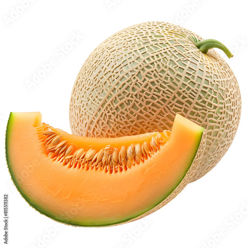 cantaloupe on transparent png background photo